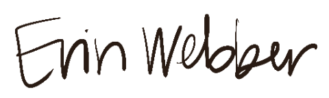 Erin Webber handwritten signature logo in dark brown script.